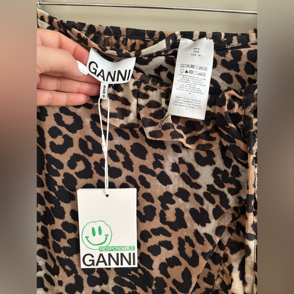 Ganni Leopard Ruffle Wrap Skirt - Picture 5 of 9